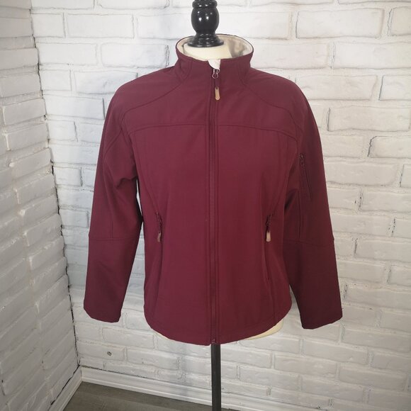 Wind River Ladies Size Large Burgundy Fleece Lined Full Zip Soft Shell Jacket - Picture 1 of 10
